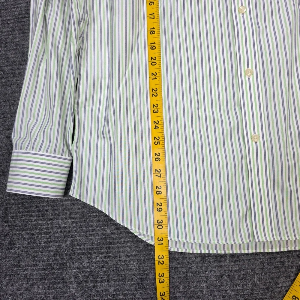 Banana Republic Non-Iron Classic Fit Shirt Men's L 16-16.5 Green Blue Striped